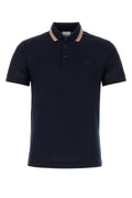 Burberry Striped-Collar Piquet Polo Shirt — Navy
