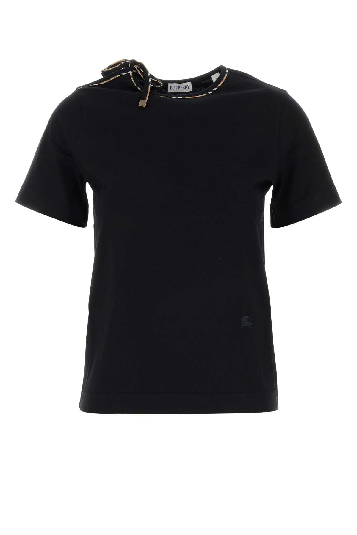 Burberry Bow-Detailed Cotton T-Shirt — Black