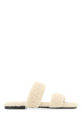 Saint Laurent Shearling Slippers — Ivory