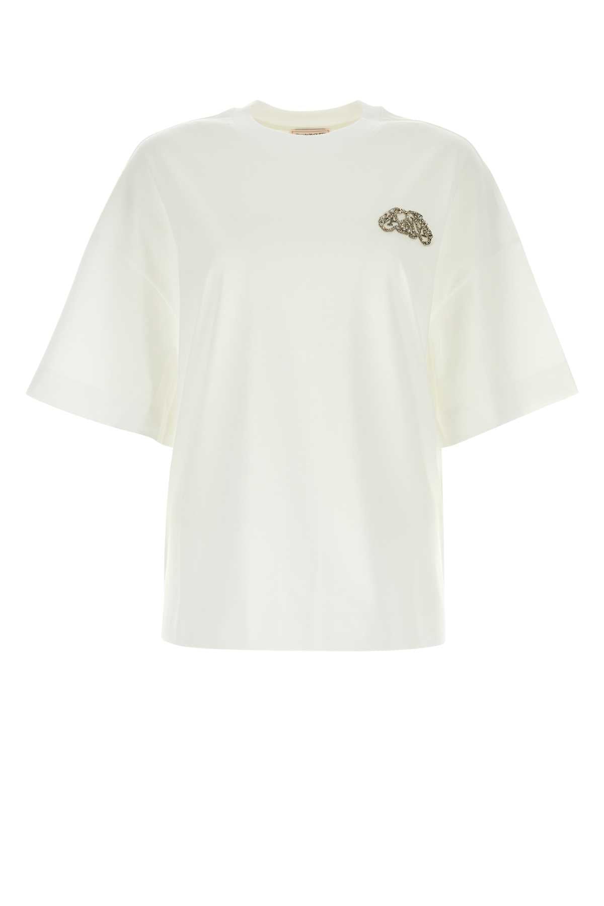 Alexander McQueen Logo-Embroidered Cotton T-Shirt — White