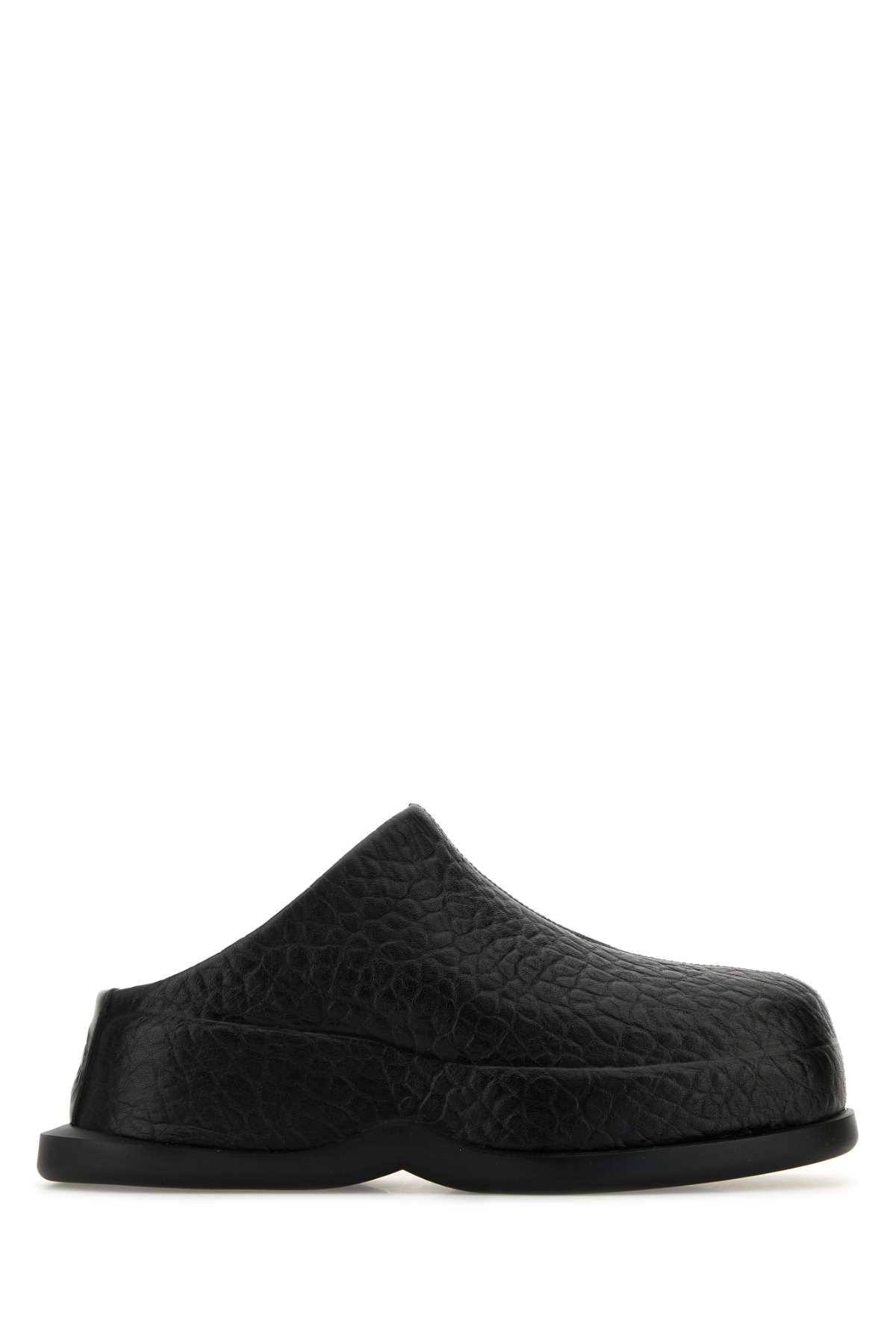 Alexander McQueen Crackled Leather Slipper — Black