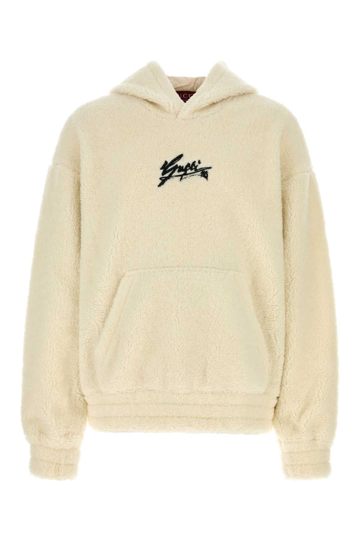 Gucci Wool-Blend Teddy Hoodie — Ivory