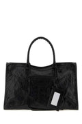 Balenciaga Crackled Lamb Leather Shoulder Bag — Black