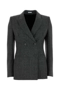 Alexander McQueen Double-Breasted Wool Blazer — Black
