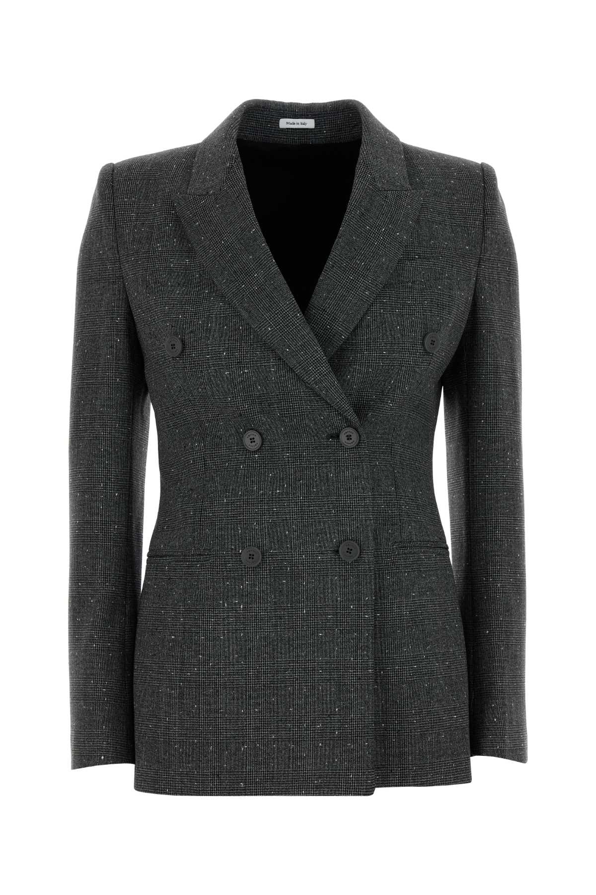 Alexander McQueen Double-Breasted Wool Blazer — Black