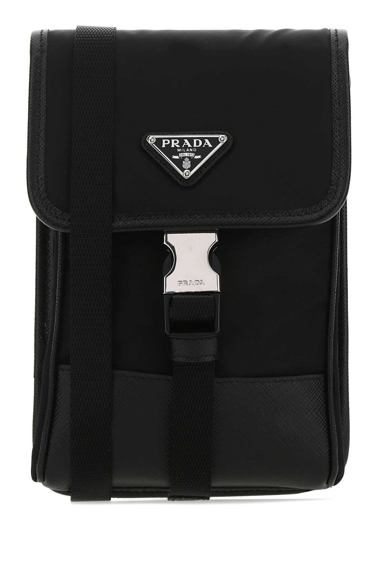 Prada Re-Nylon Shoulder Strap Phone Wallet — Black