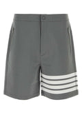 Thom Browne Striped Bermuda Shorts — Gray