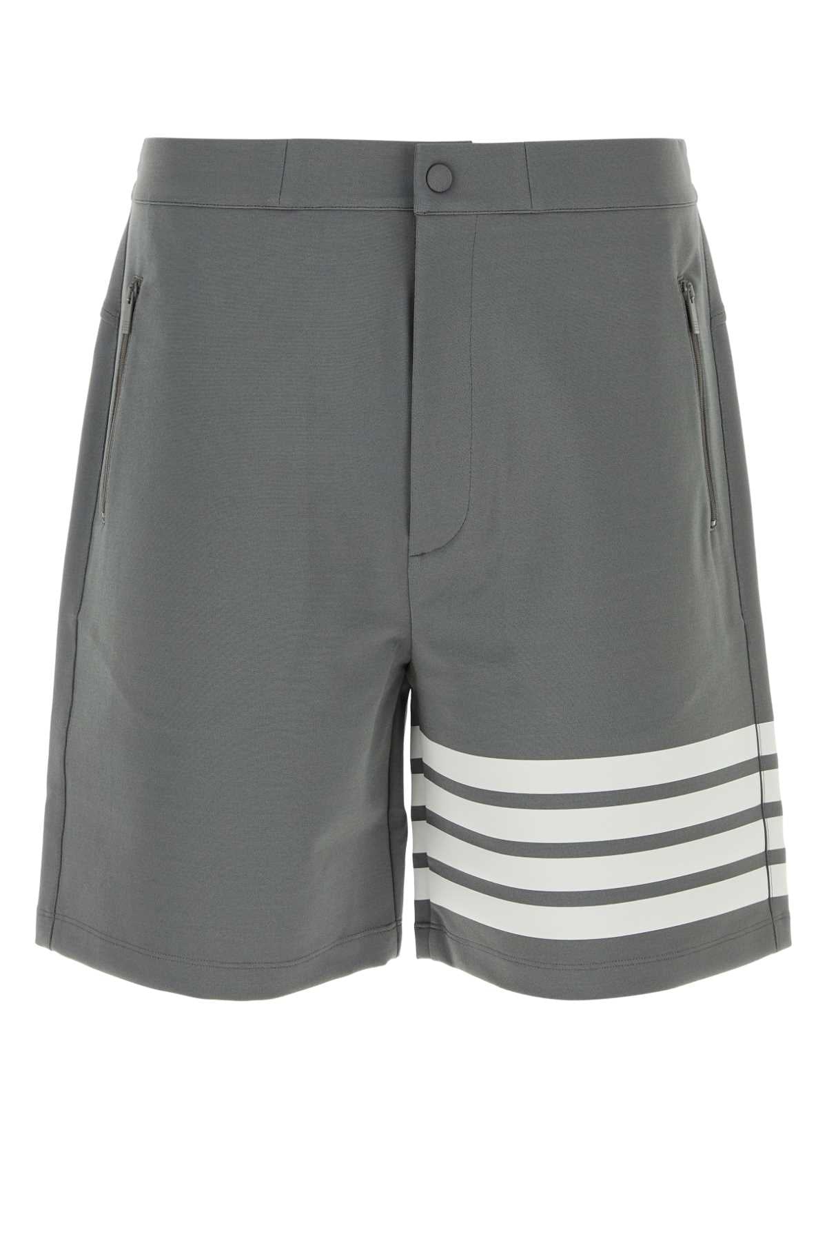 Thom Browne Striped Bermuda Shorts — Gray