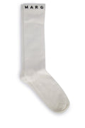 Mm6 Kids Logo-Embroidered Ribbed Socks — White