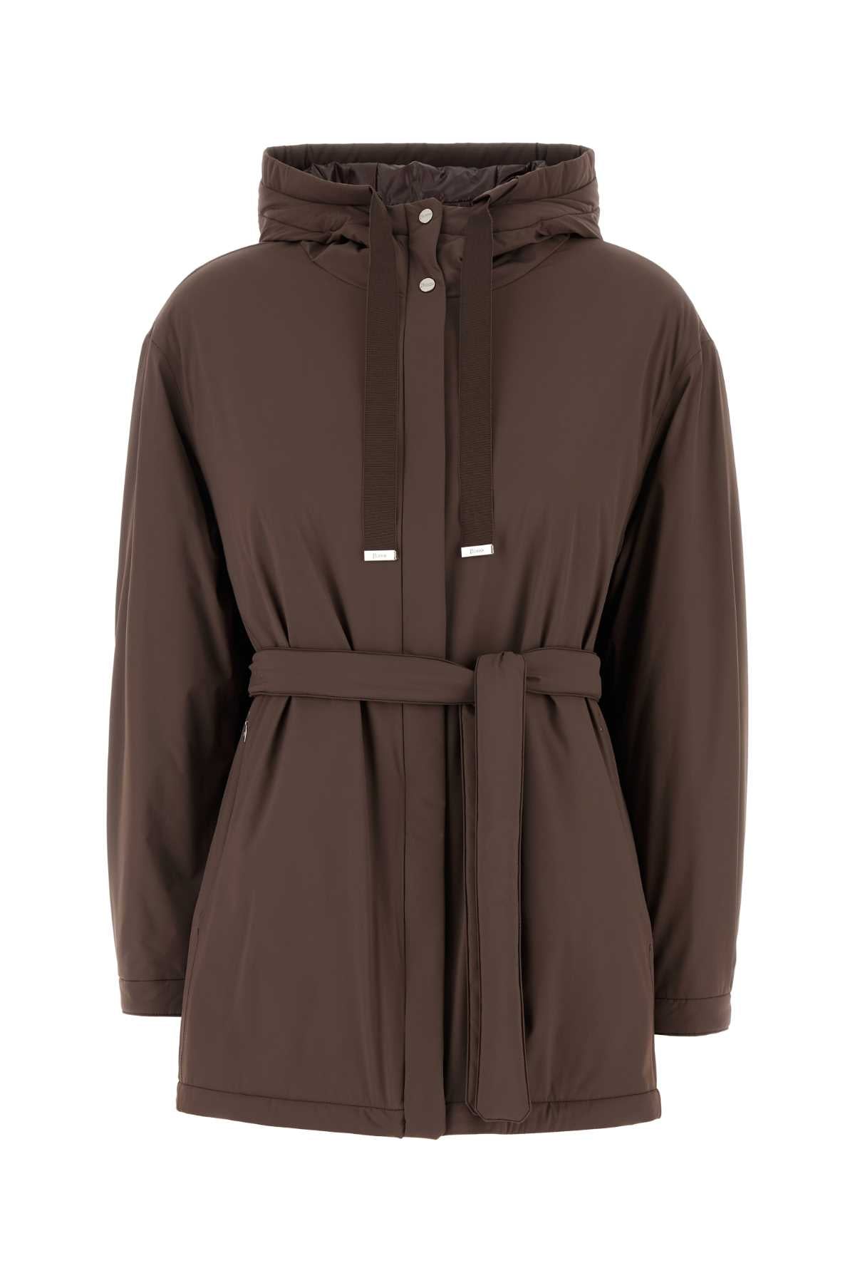 Herno Quilted Stretch Nylon Down Jacket — Brown