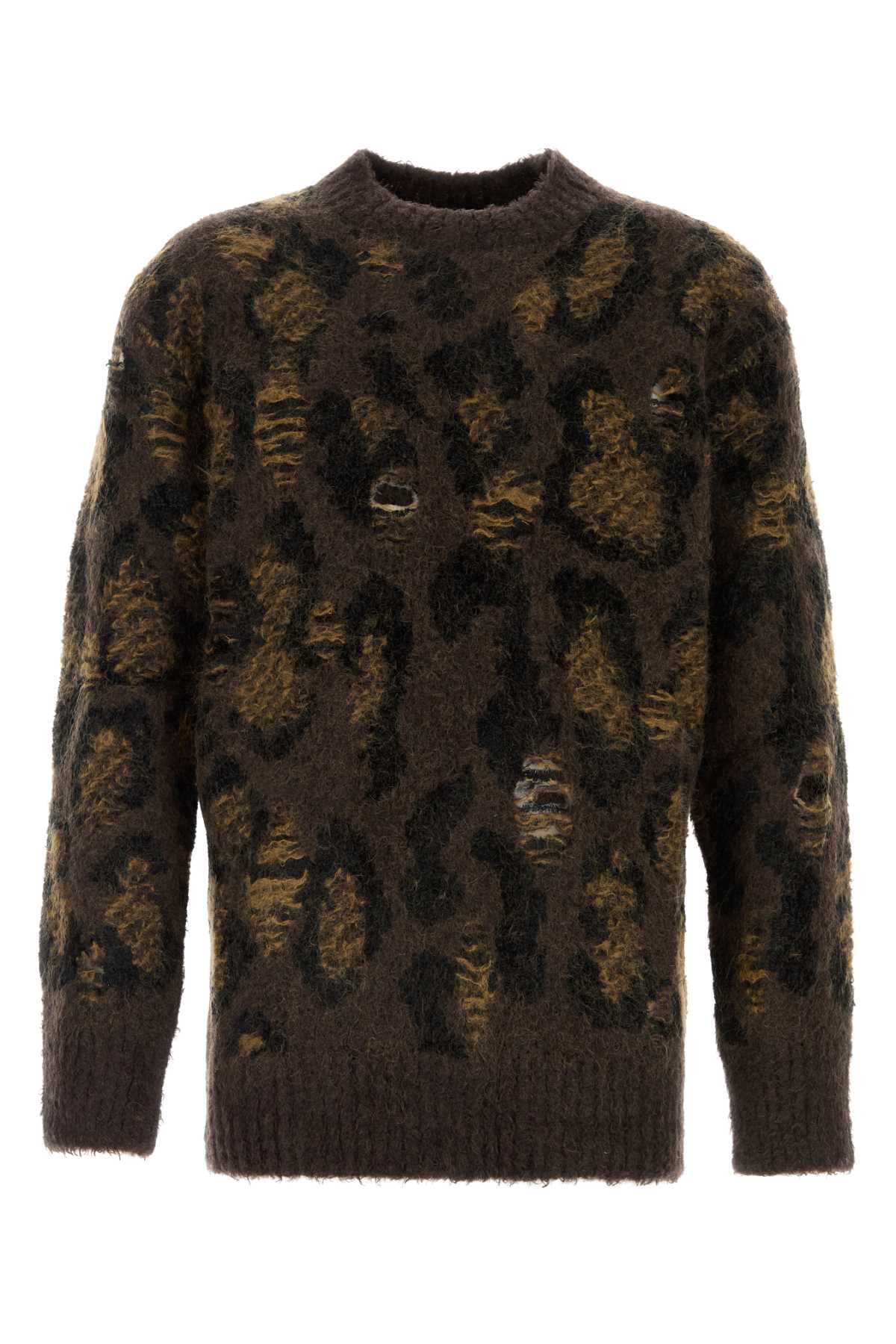 Junya Watanabe Embroidered Wool Blend Sweater — Brown