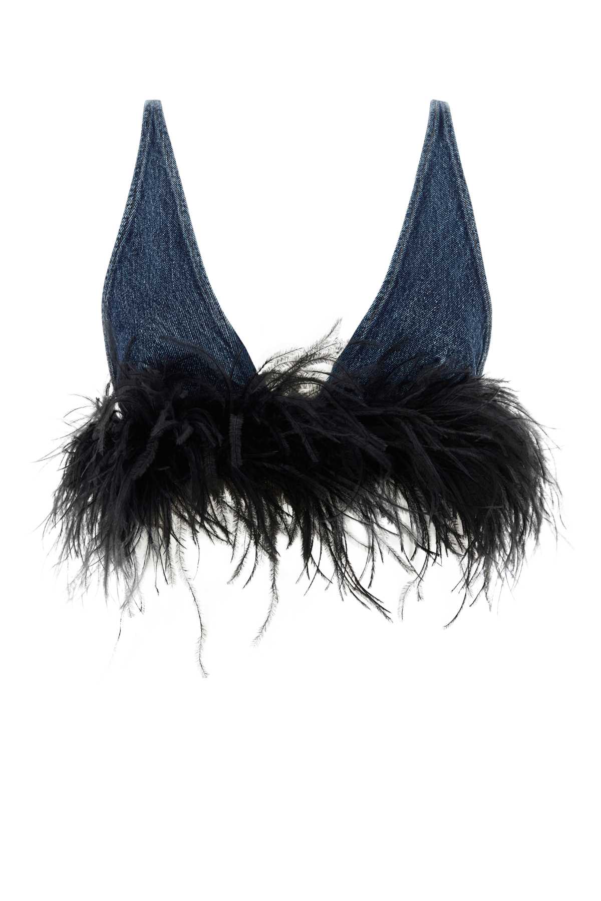 Miu Miu Denim Crop Blouse — Blue