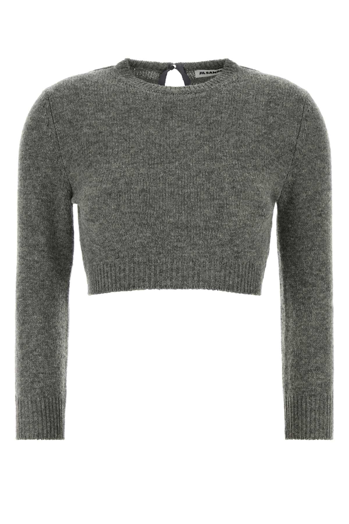 Jil Sander Wool Blend Crop Sweater — Gray