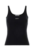 Off-White Logo-Embroidered Ribbed Cotton Tank Top — Black