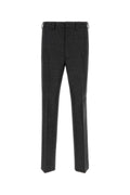 Prada Houndstooth Wool Trousers — Gray