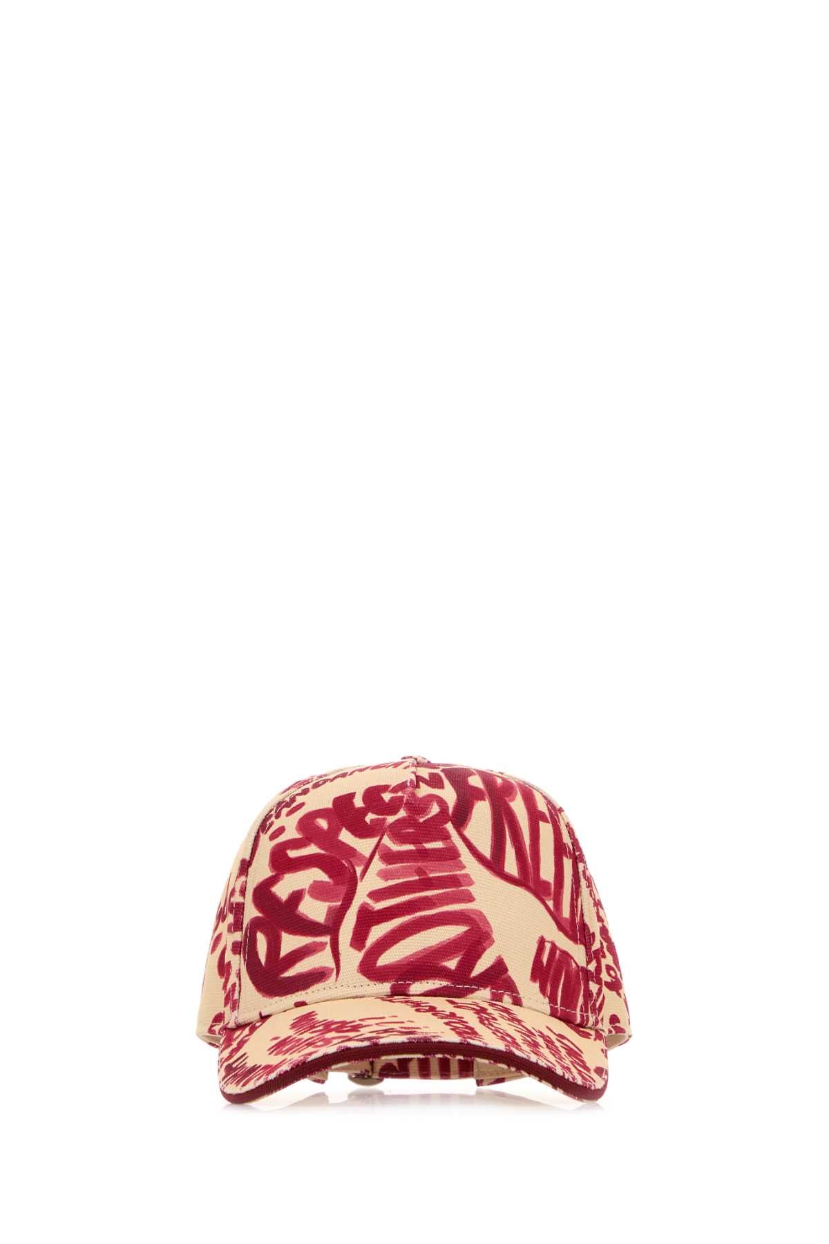 Dsquared2 BASEBALL Printed Hibiscus Cotton Baseball Cap — Beige