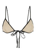 Prada Printed Silk Chiffon Bikini Top — Beige