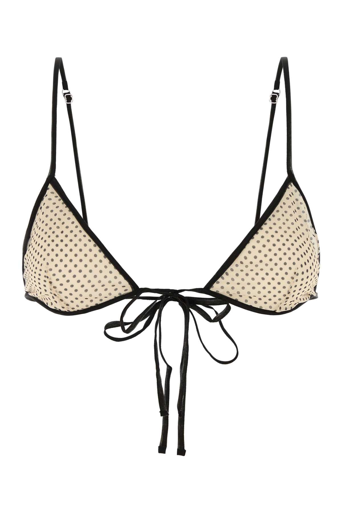 Prada Printed Silk Chiffon Bikini Top — Beige