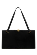 Versace Leather with Medusa Hardware Shoulder Bag — Black