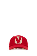 Valentino Garavani BASEBALL Logo-Embroidered Cotton Baseball Cap — Red