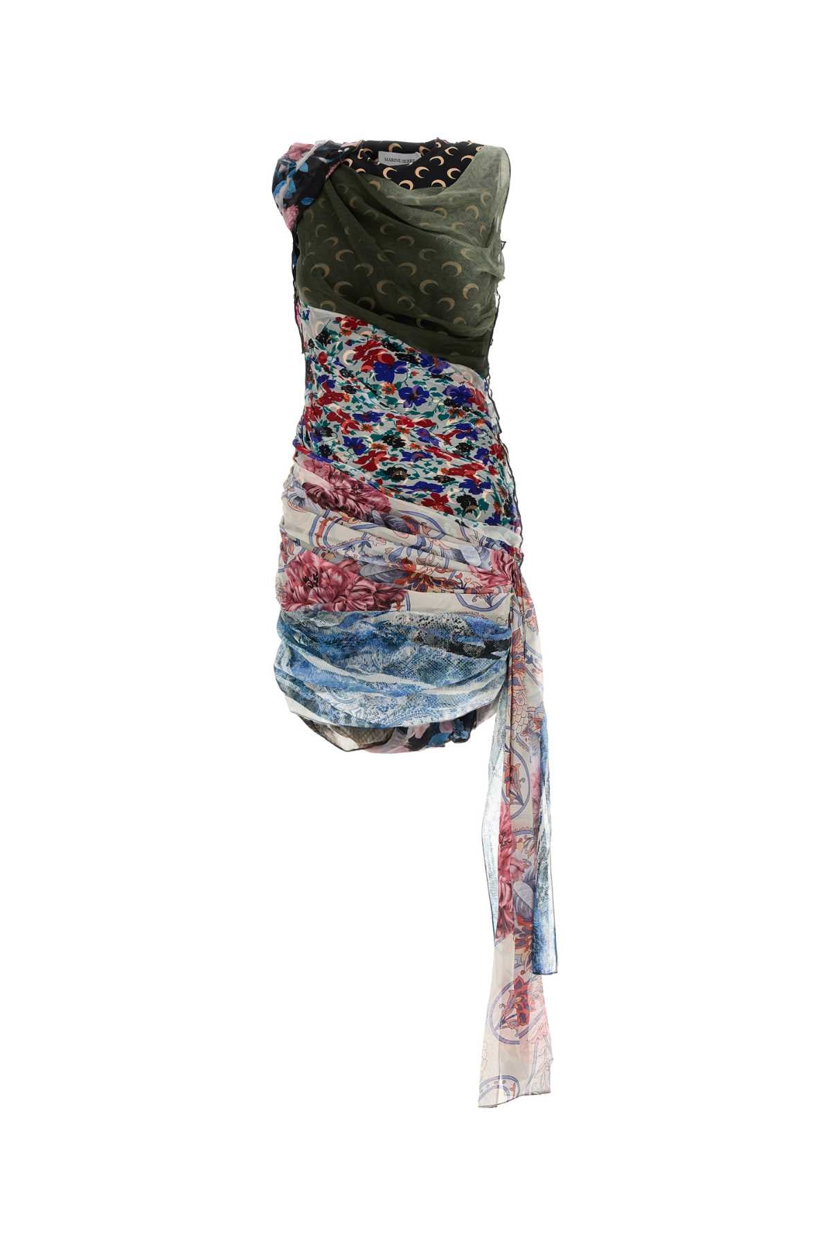 Marine Serre Silk Dress — Multicolor