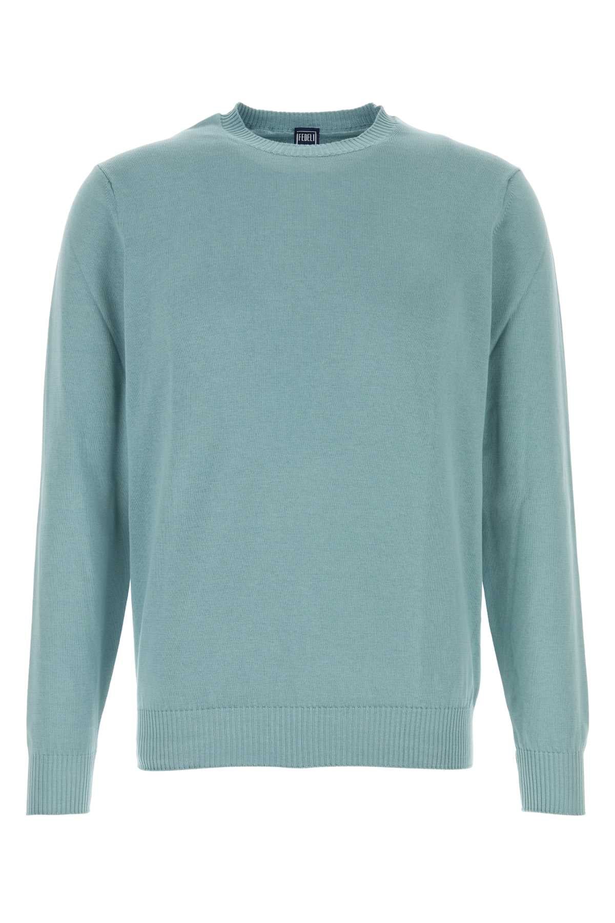 Fedeli Cotton Crew-Neck Sweater — Green