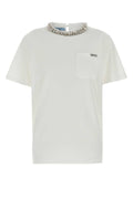 Prada Crystal-Embellished Crew Neck Cotton T-Shirt — White
