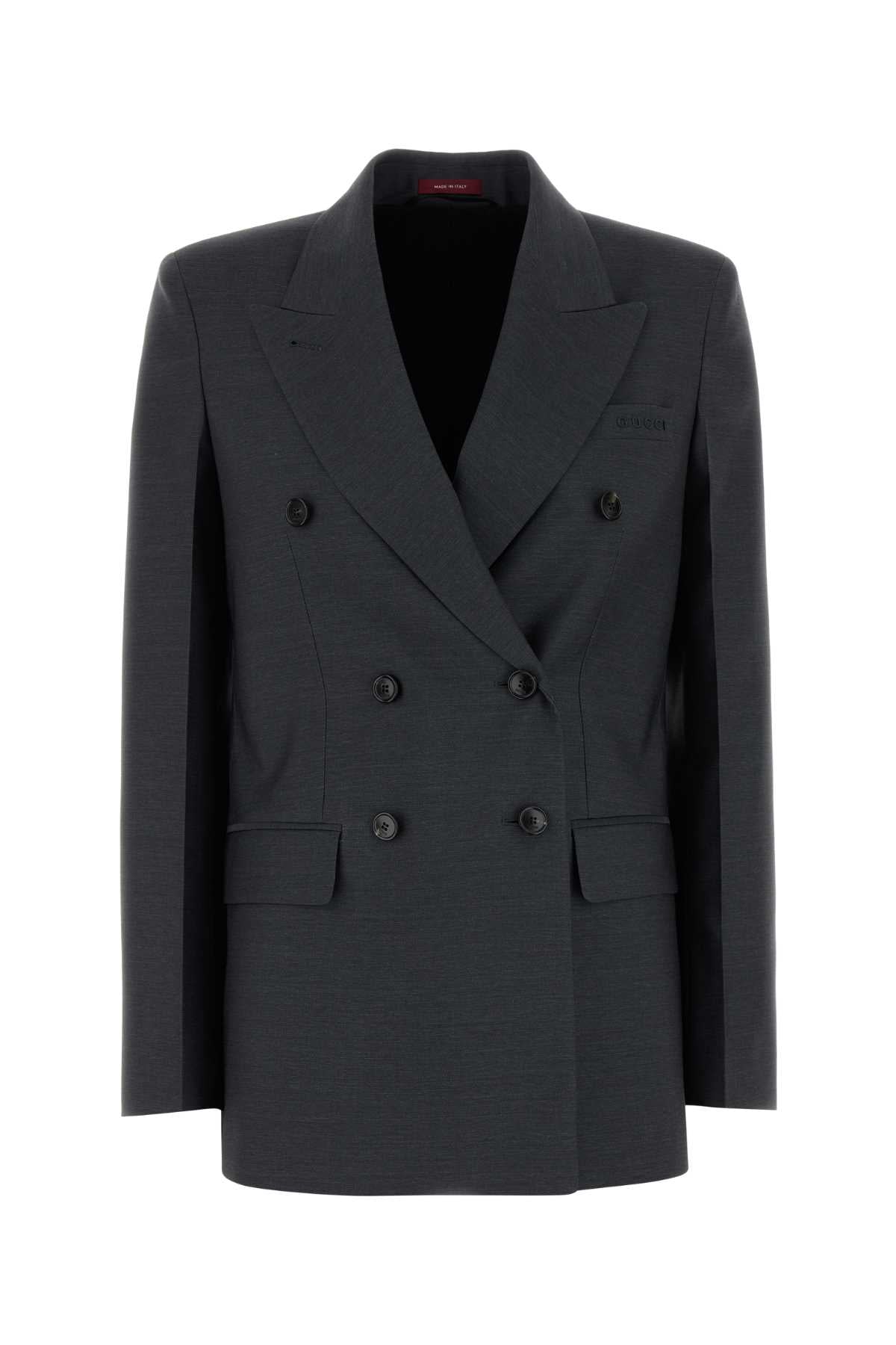 Gucci Double-Breasted Wool Blazer — Gray