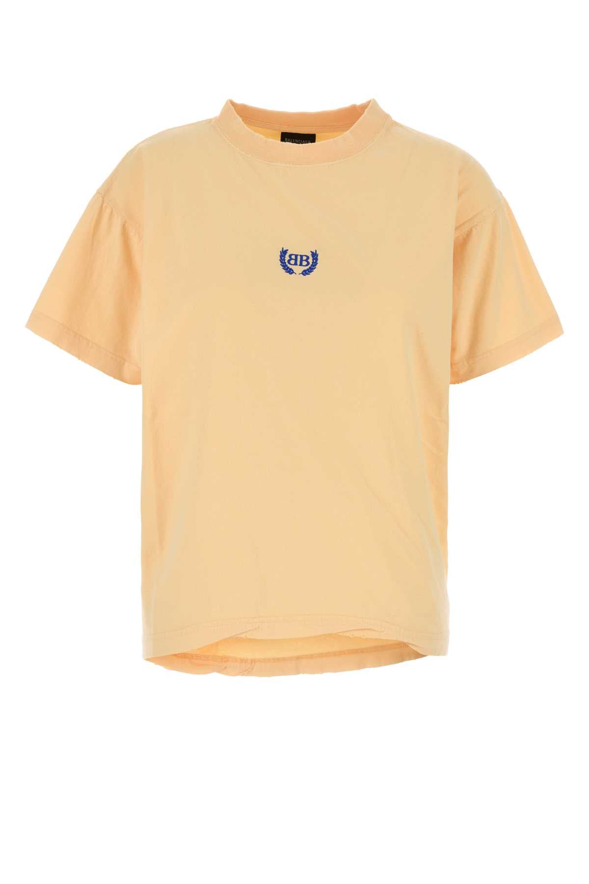 Balenciaga Cotton Logo-Embroidered T-Shirt — Yellow