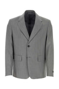 Prada Melange Wool Blend Blazer — Gray