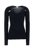 Bottega Veneta Cashmere-Silk Blend Ribbed Sweater — Navy