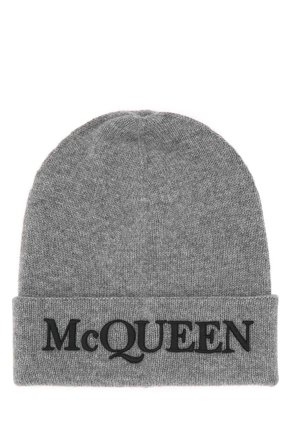 Alexander McQueen CUFFIA 100% Cashmere Beanie — Gray