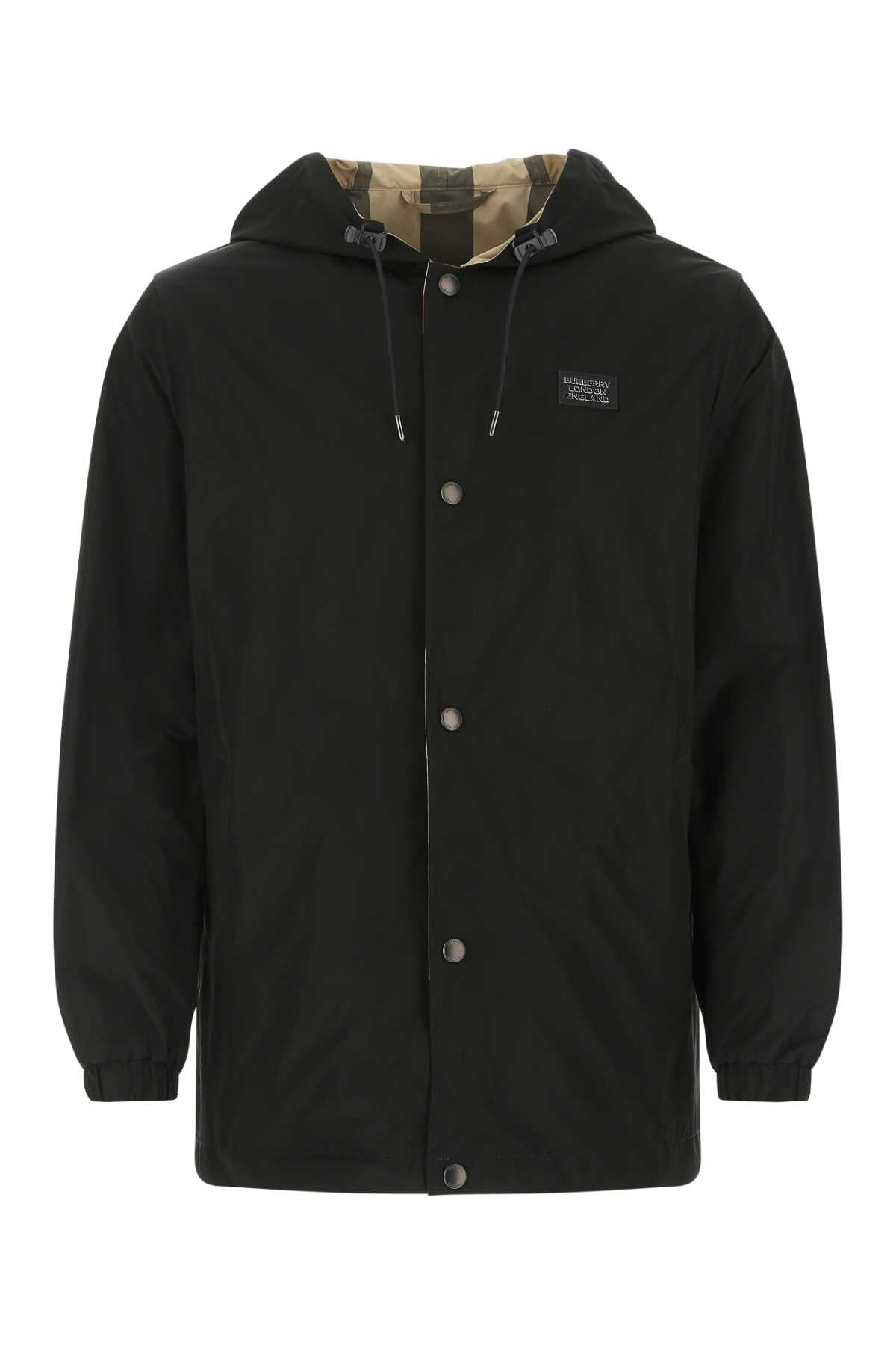 Burberry Reversible Polyester Raincoat — Black