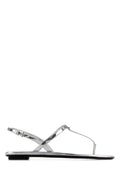 Prada Leather Thong Sandals — Silver