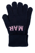 Marni Kids Logo-Embroidered Knit Gloves — Navy