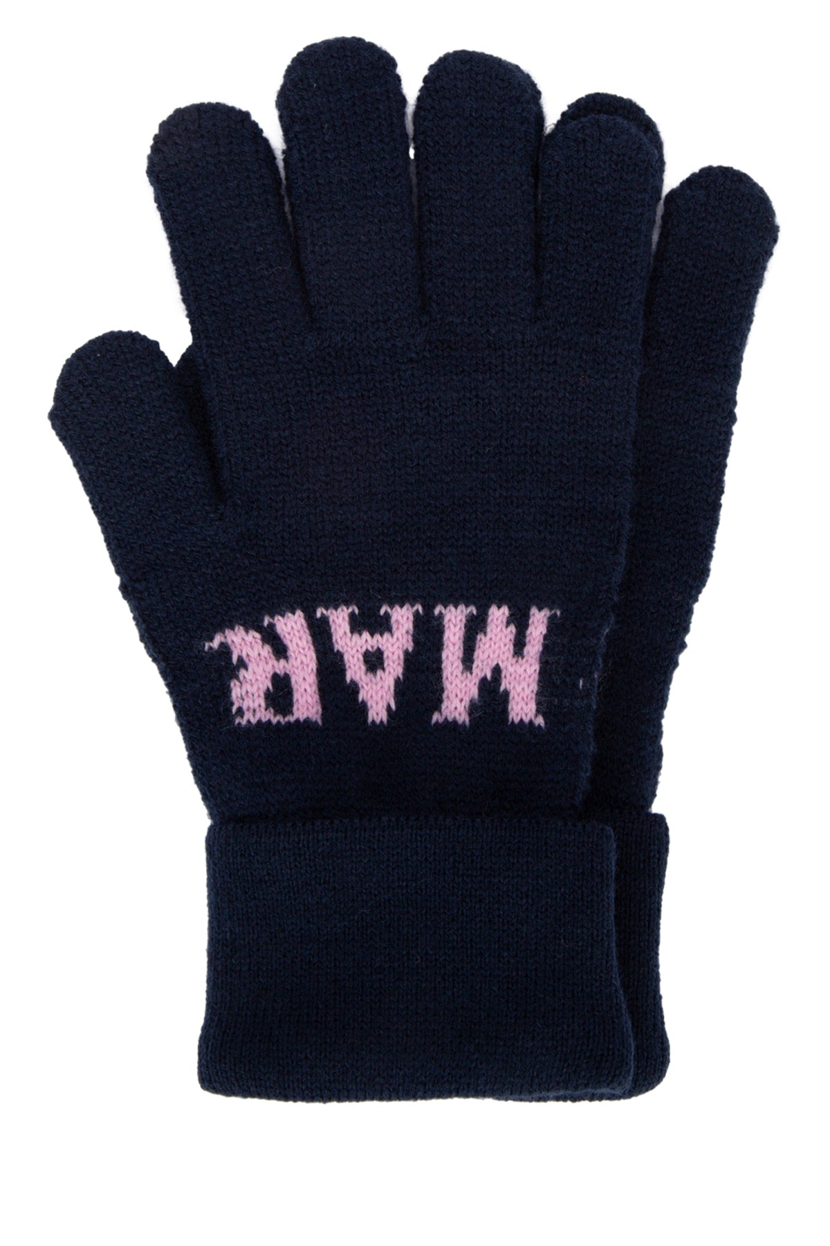 Marni Kids Logo-Embroidered Knit Gloves — Navy