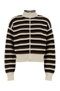 Brunello Cucinelli Striped Cotton Cardigan — Brown