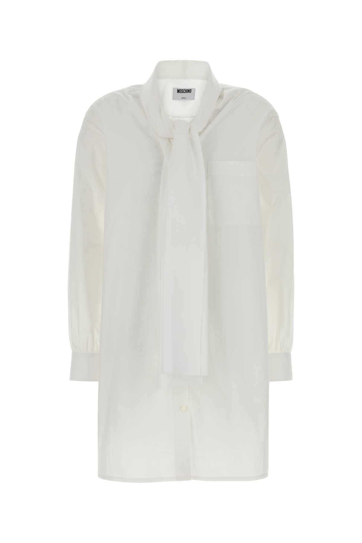 Moschino Stretch Poplin Shirt Dress — White