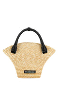 Balenciaga Straw Bucket Bag — Beige