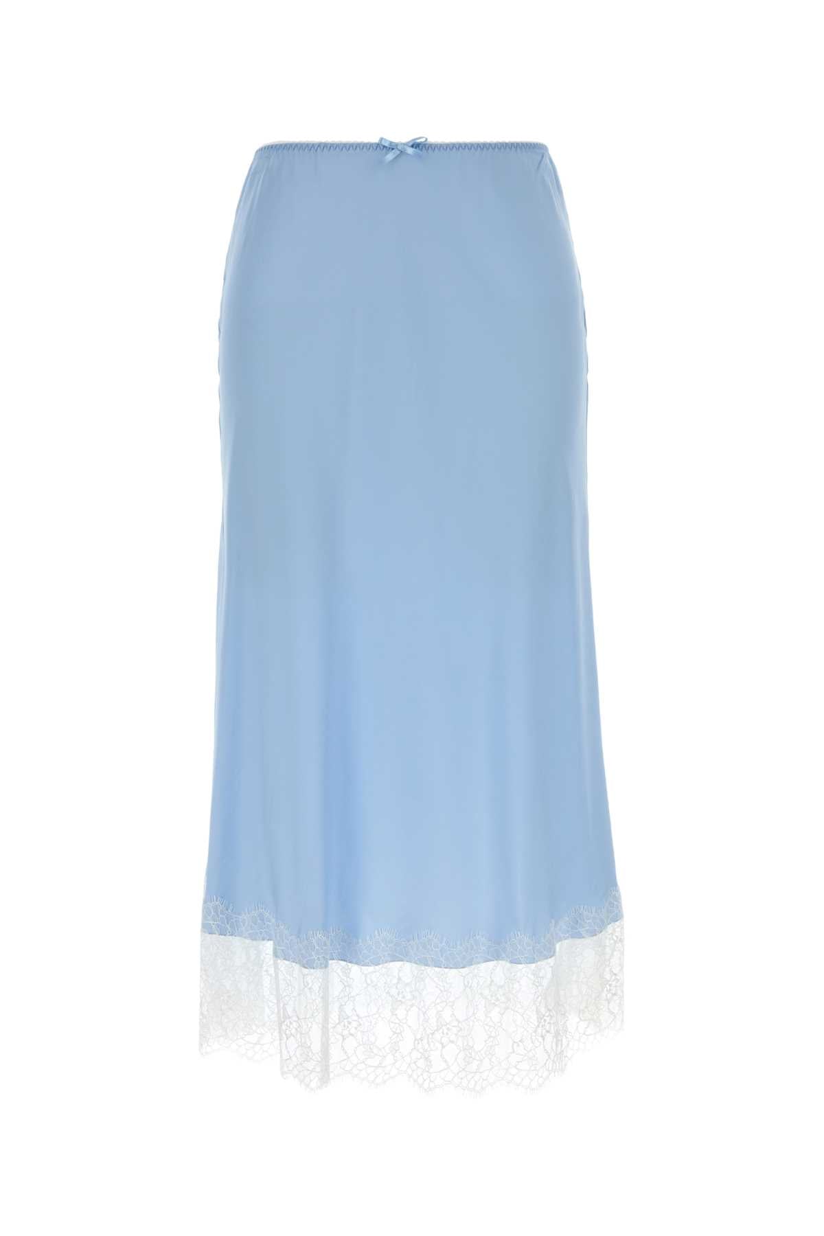 Moschino Lace-Trimmed Satin Skirt — Blue