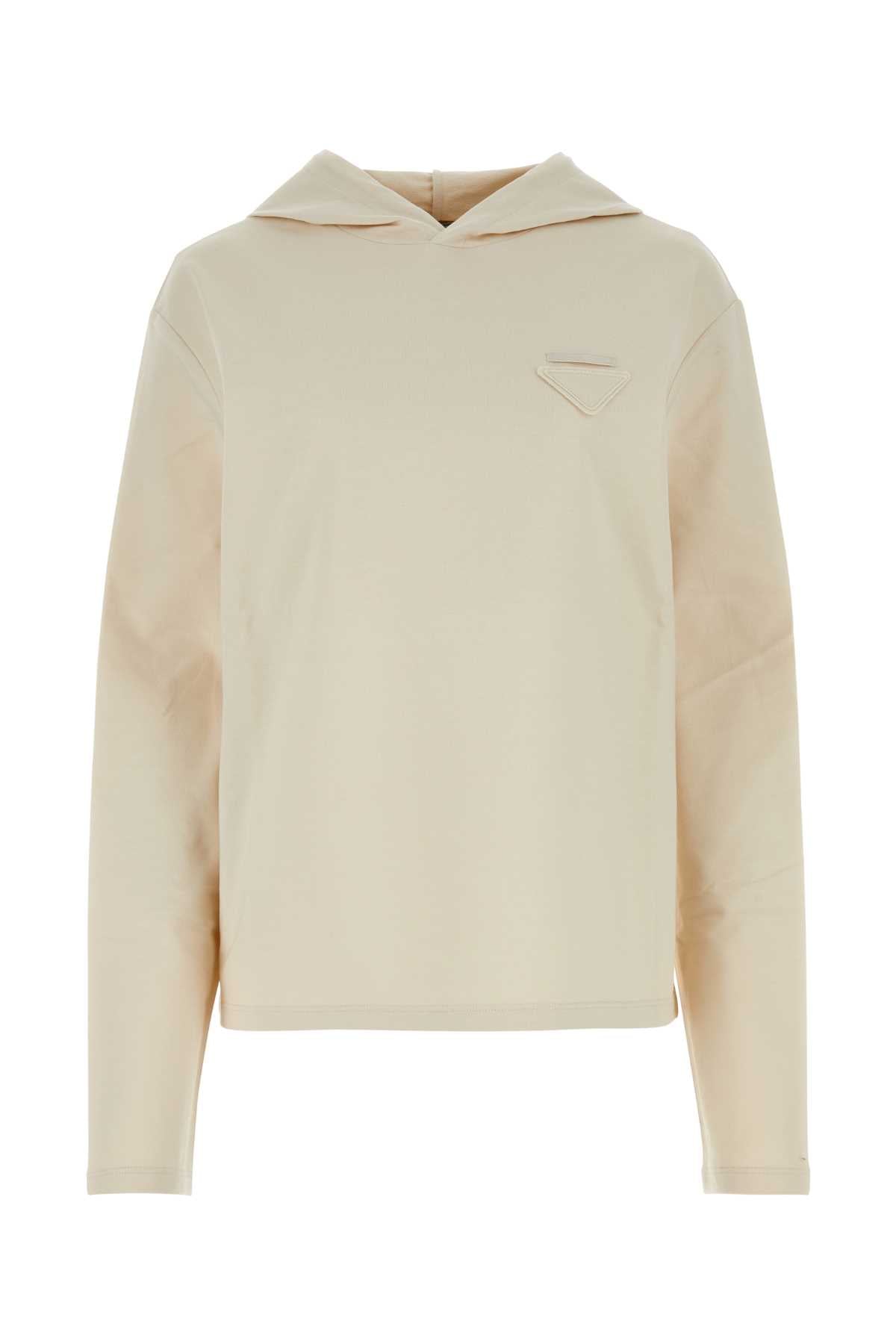 Prada Stretch Cotton Oversize Sweatshirt — Beige