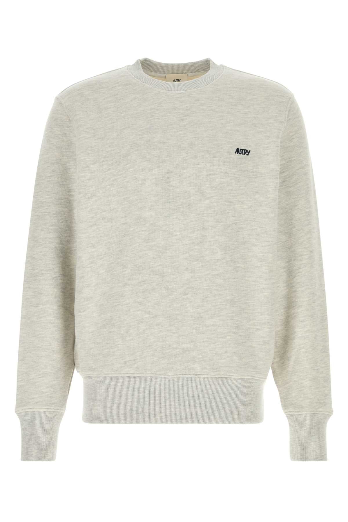 Autry Logo-Embroidered Cotton Sweatshirt — Gray