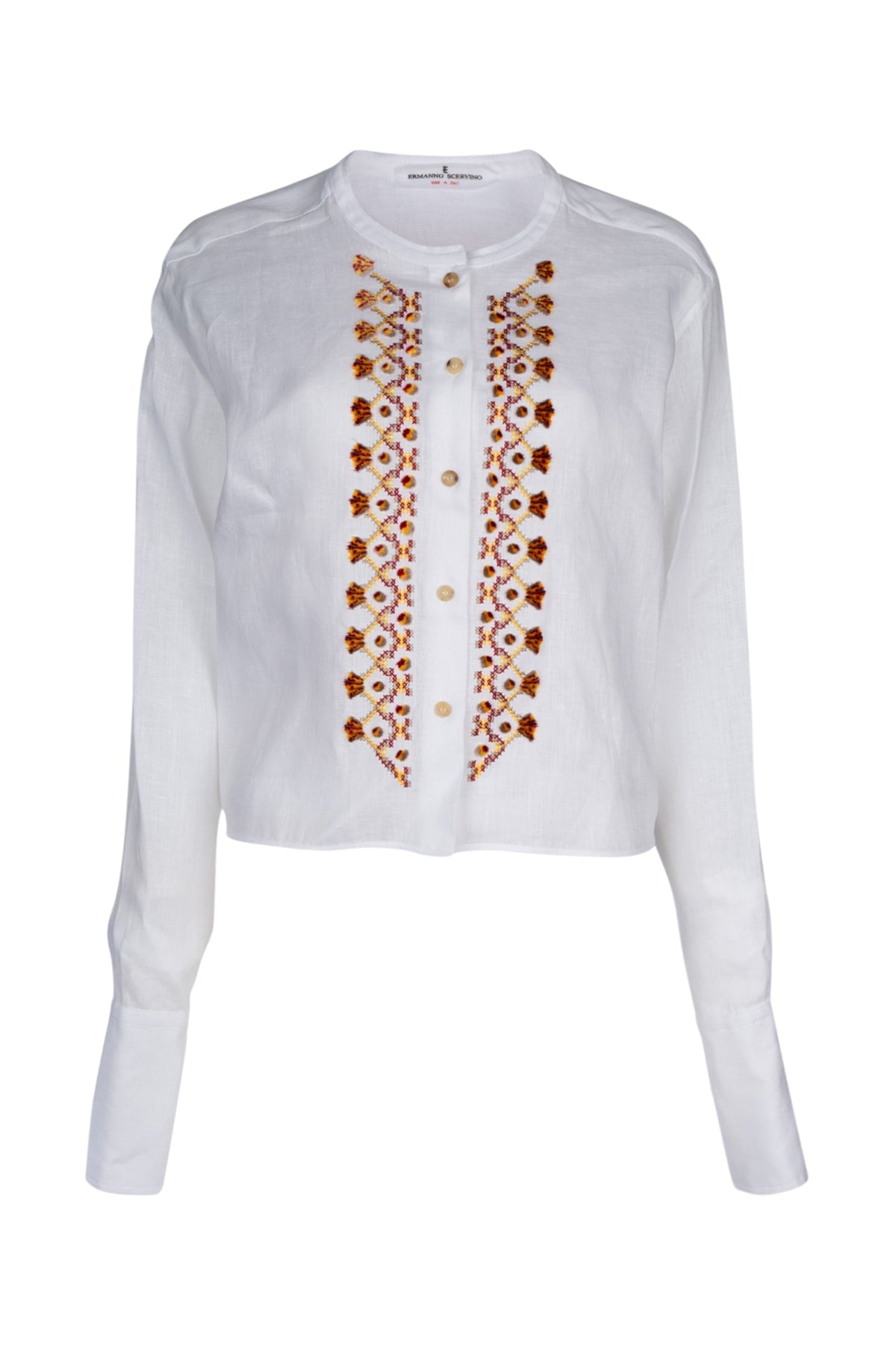 Ermanno Scervino Embroidered Button-Front Shirt — White
