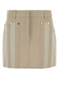 Fendi Diagonal Twill Cotton Skirt — Beige