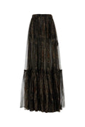 Saint Laurent Printed Silk Blend Skirt — Black