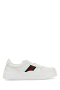 Gucci Web-Stripe Calf Leather Sneakers — White