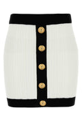 Balmain Ribbed Viscose Blend Skirt — White