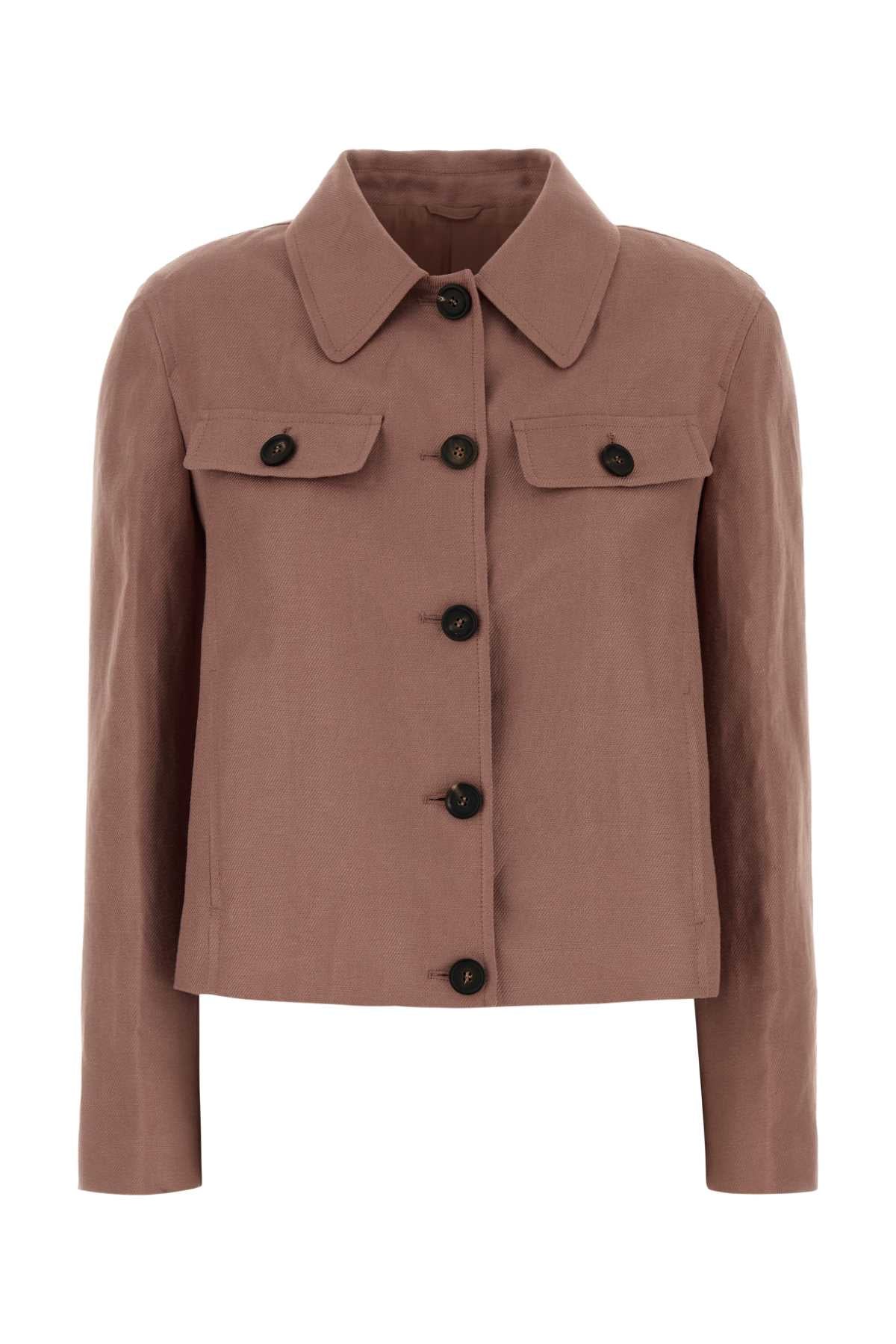 Brunello Cucinelli Linen Shirt Jacket Jacket — Taupe