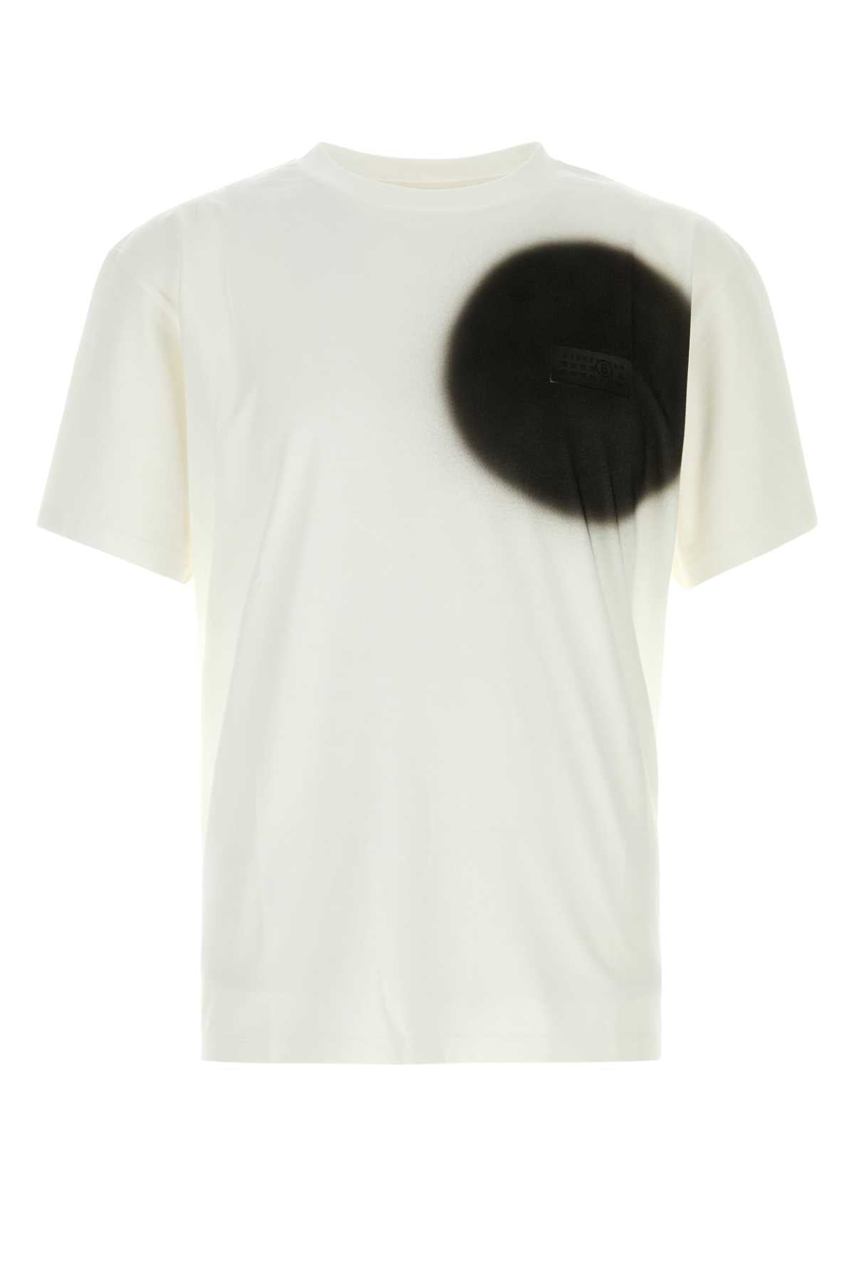 MM6 Maison Margiela Brushstroke-Print Cotton T-Shirt — White
