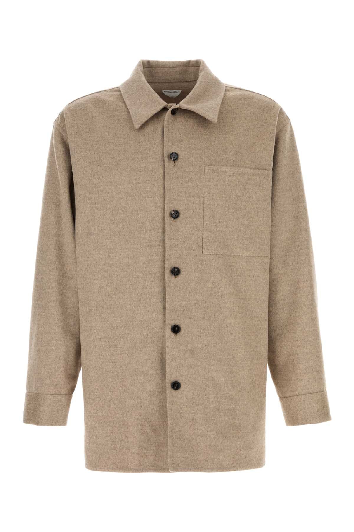 Bottega Veneta Wool Cashmere Flannel Overshirt — Beige